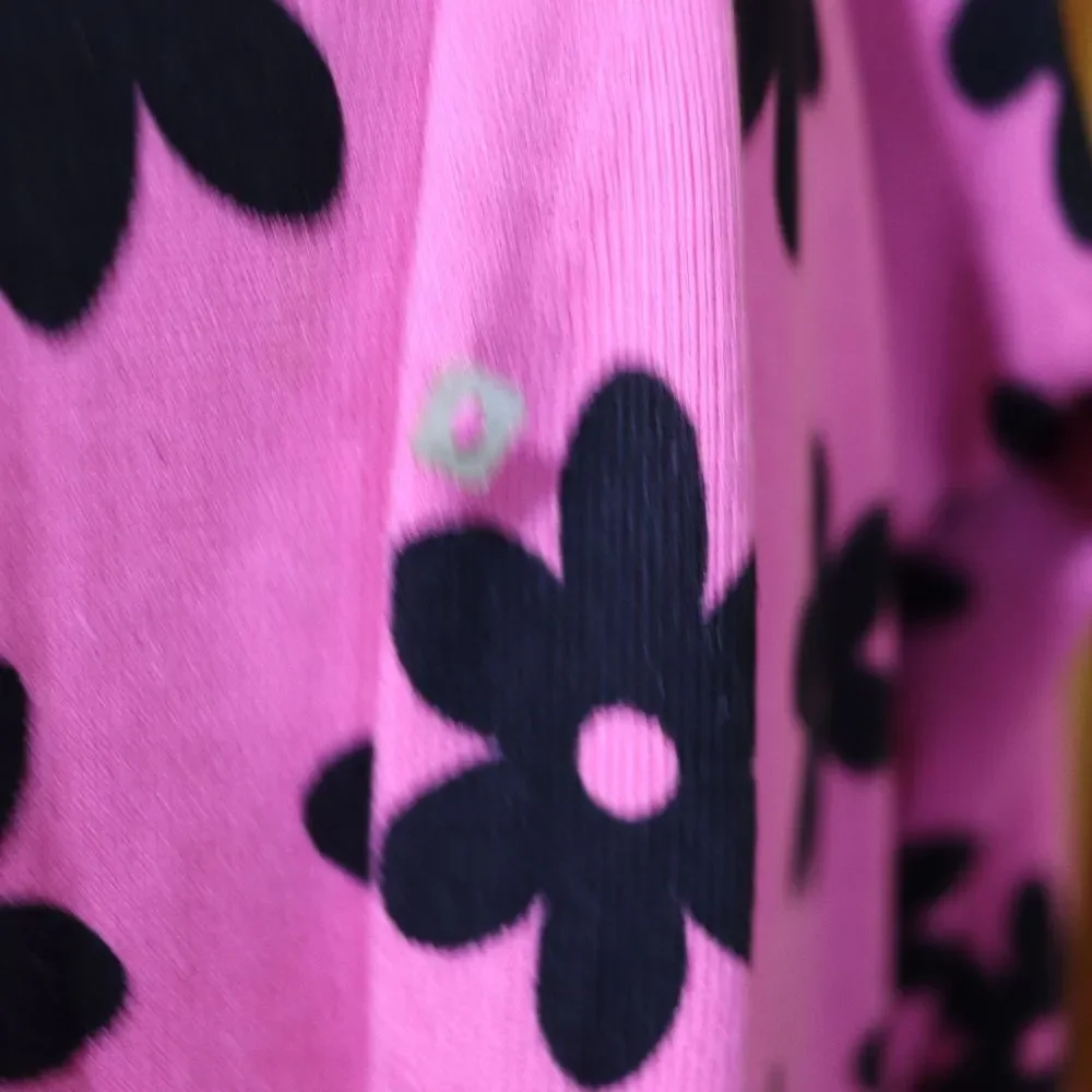 Joseph A. Qu'est Ce Bright Pink with Black Daisy Print Cardigan Sweater & Shell